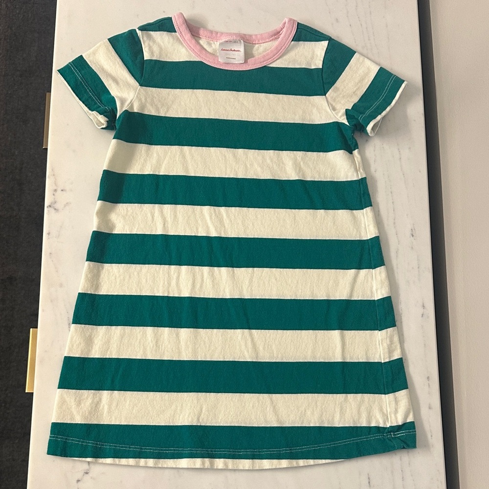 Hanna Andersson Striped Green and White Dress